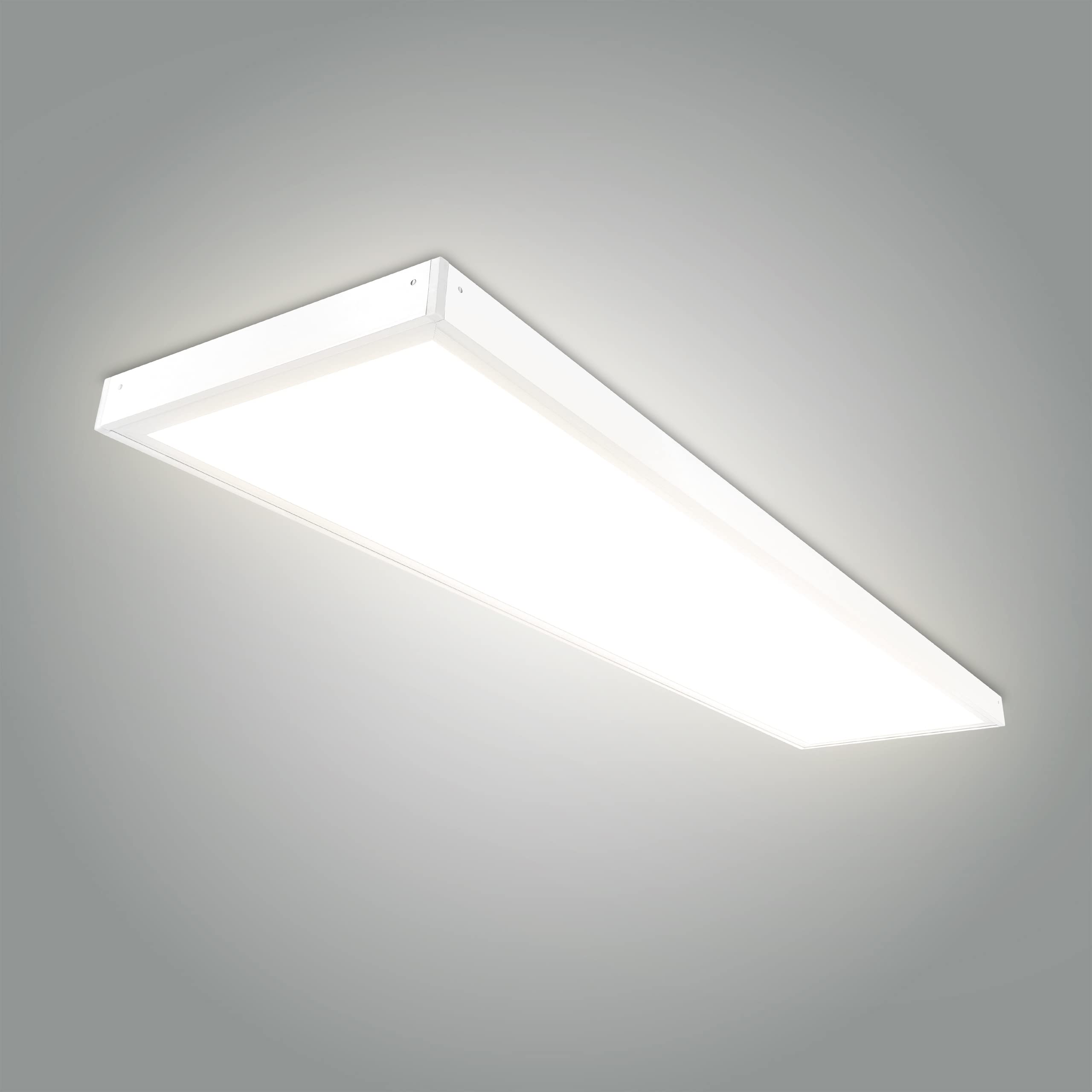 Aufbau Deckenleuchte 120x30cm 36W 3000K warmweiß 4300lm 130 Lumen/Watt flimmerfrei blendfrei UGR<19 LED-Panel mit Aufbaurahmen 1200x300x43mm