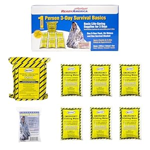 Ready America The Survival Box, 1-Person, 3-Day Emergency Kit Includes 5 Year Emergency Food, Water, Emergency Blanket Portable Disaster Preparedness Go-Bag for Earthquake, Fire, Flood, Hurricane