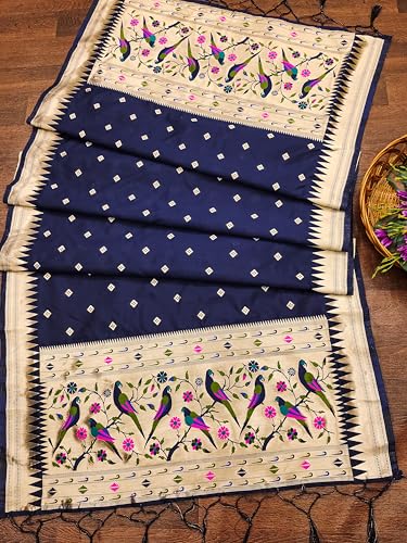Image of DEVANGI Women's Woven Paithani Banarasi Silk Dupatta /Chunni For Women, Floral Print 1 Meter Wide and 2.3 Meter Length Printed Designer Dupatta /Chunni For Girls