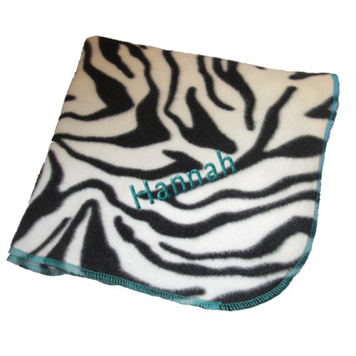 Buy aBaby Personalized Zebra Fleece Blanket, Turquoise, Name Hannah