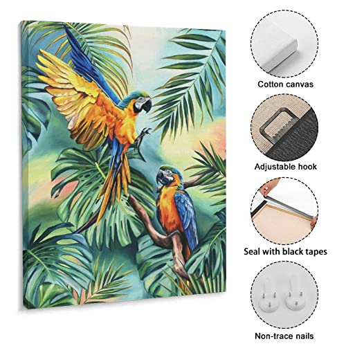 Bird Poster Blue Parrot Art Prints Macaw Painting Oil Painting Artwork For Walls Boho Decor Canvas Wall Art Prints For Wall Decor Room Decor Bedroom Decor Gifts 24X32Inch(60X80Cm) Frame-Style #TOP2