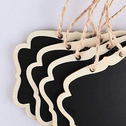 Image of CVANU 15 Pcs Mini Chalkboards Signs Hanging Rectangle Chalkboards Double Sided Blackboard Message Board Hanging Signs for Weddings, Kids Crafts C-3