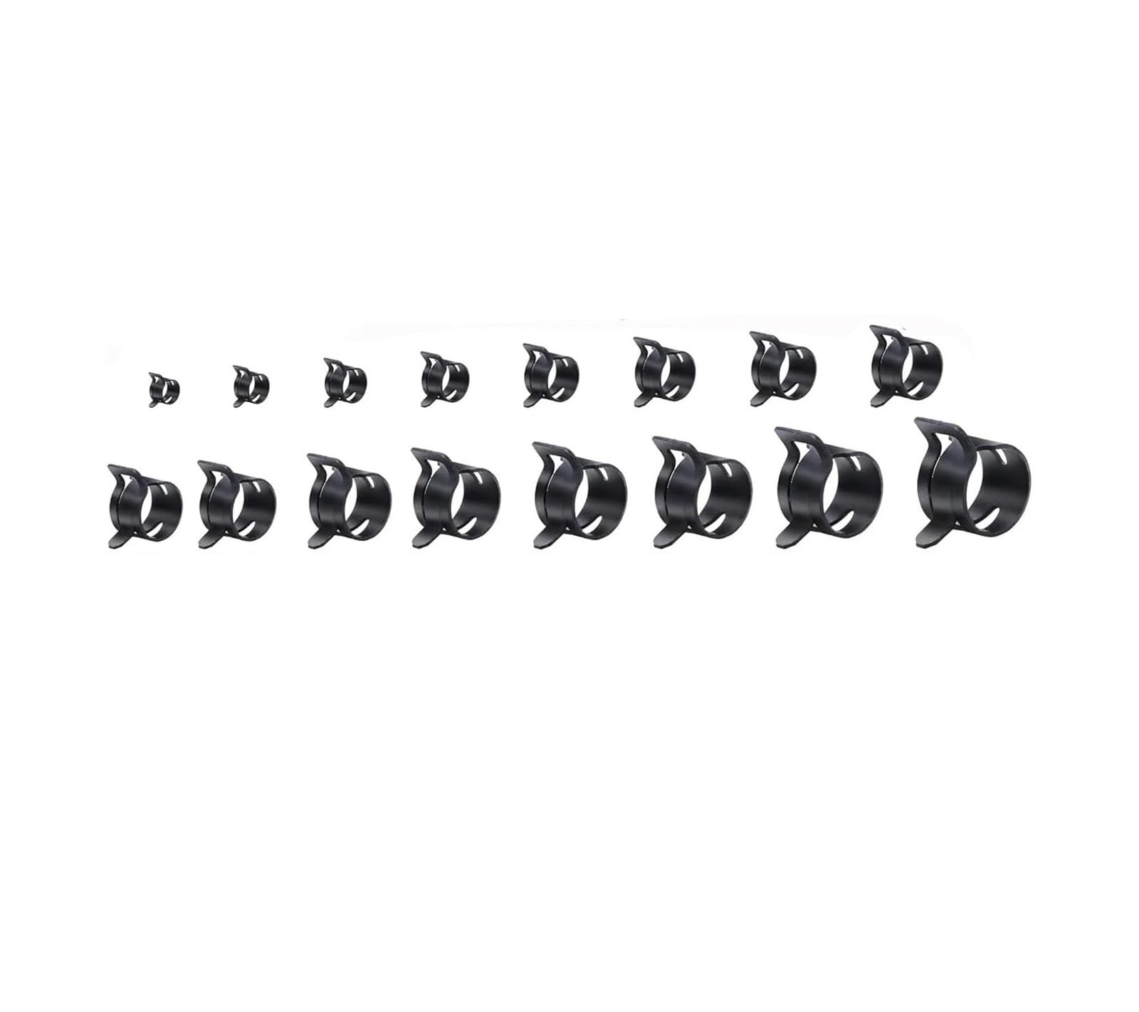 115 Uds 6-22mm Resorte Negro Combustible Aceite Manguera Clip Tubo for Abrazadera De Banda Kit Surtido Sujetadores Metal