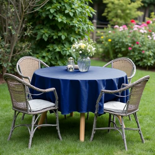 Image of sancua Navy Blue Round Tablecloths 70 Inch (Fit 20-58 Inch Tables), 6 Pack