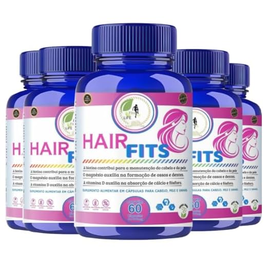 KIT C/5 Un. Suplemento Hair Fits Cabelo Unha e Pele 60 Cápsulas - Fits Life