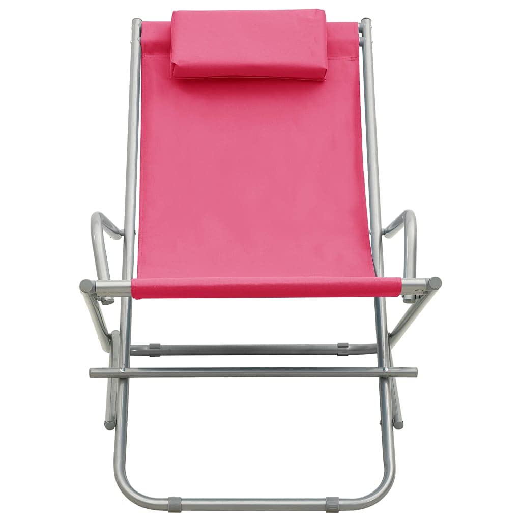 Strandliege Terassenmöbel Stuhl Outdoor Campingliege Schaukelstühle 2 STK. Stahl Rosa für Patio Strand Terrasse Pool