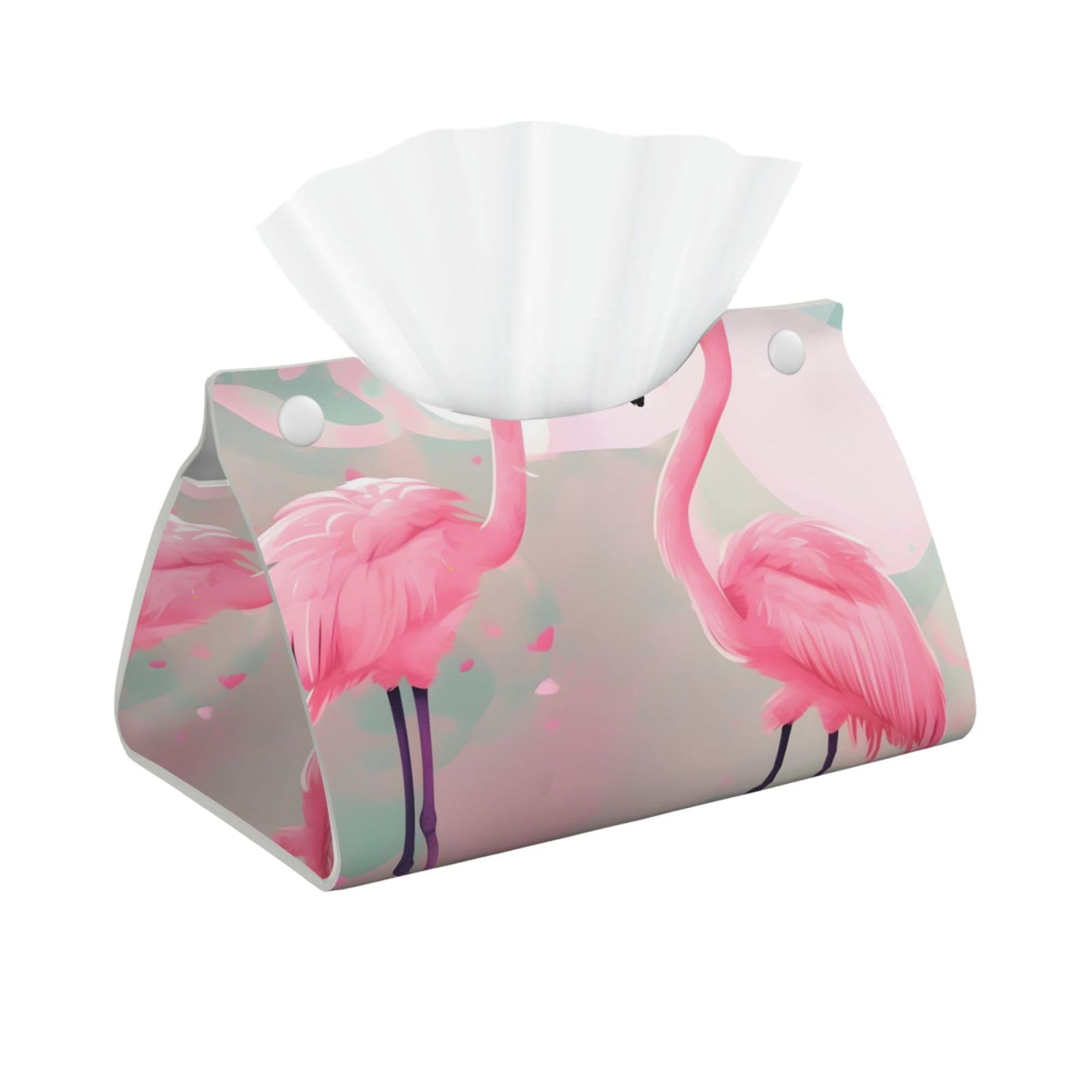 Love Flamingo Long Leather Tissue Box Cover-Waterproof PU Leather Tissue Holder for Bathroom, Decorative Rectangular Tissue Case