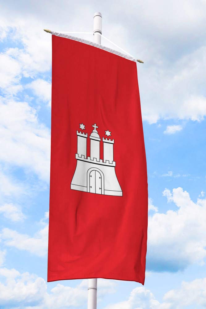 Deitert Bundesland-Flagge Hamburg – 150x400 cm Hamburg-Fahne mit Wappen, Bannerfahne aus reißfestem Polyester