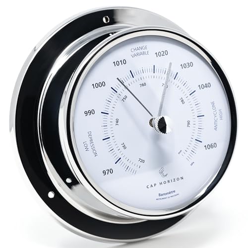 CAP HORIZON CP085B400NX Barometer - 11 cm Durchmesser - Druckmessgerät mit Edelstahl-Gehäuse poliert - Made in Germany