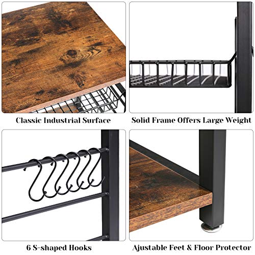 Ibuyke Industrial Kitchen Baker’s Rack, Coffee Bar, Utility Storage Shelf, Microwave Oven Stand, 4-Tier+3-Tier Table For Spice Rack, Simple Assembly Tmj021H #TOP2