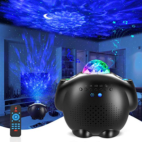 Lámpara Proyector Estrellas GRDE Músic Luz Nocturna, Proyector Lámpara 4 in 1 con de Voz Control Temporizador y Bluetooth, Nocturnas de Nebulosa Luces Regalos para Halloween Acción Gracias Navidad
