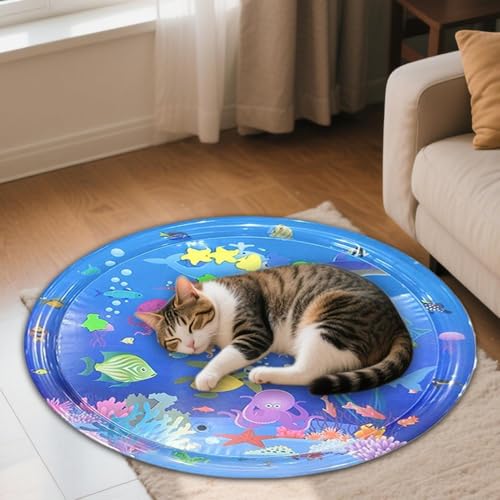Wassersensorische Matte | Kühlkissen für Hunde, interaktiv, faltbar, waschbar, Kühlmatte für drinnen und draußen, Wasserspiel, Welpen, Katzen, Haustiere