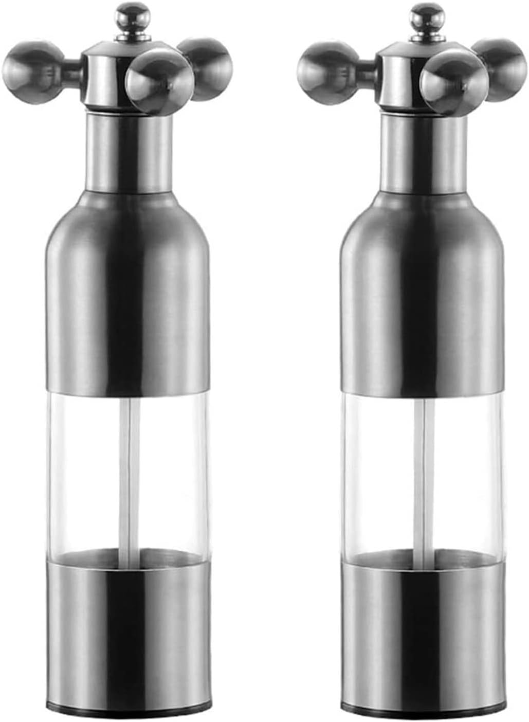 Pepper Shakers, Pepper Mill Pepper Grinder Salt Mill 2pcs Manual Salt Pepper Mill and Stainless Steel Housing, Kitchen Pepper Salt Shaker Salt and Pepper Grinder Bottle