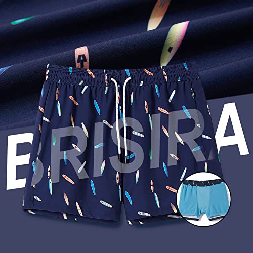 Image of BRISIRA Mens Swim Trunks Swim Shorts Quick Dry 5 inch Inseam Beach Shorts with Compression Liner and Zipper Pocket