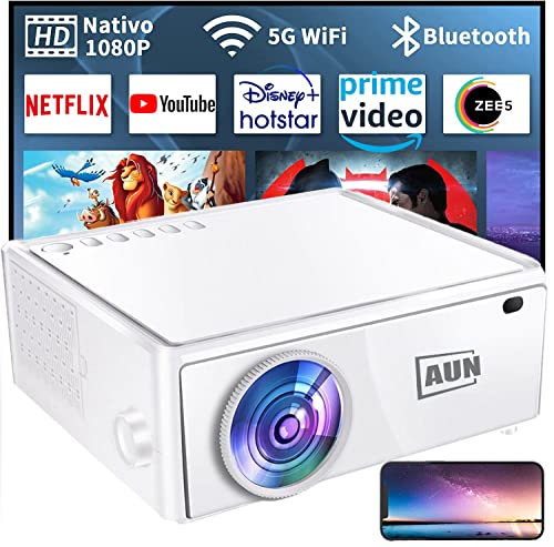 Image of AUN MovieTime 1440p QHD Native Resolution Projector for Home 4K 60fps, 1st Android 12, 10000Lumen (800 ANSI) 5G WiFi BT, Inbuilt Net - Flix PrimeVideo Hotstar 10W Speaker HDMI USB 300 inch Max Display