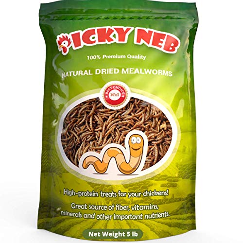 PICKY NEB 100% Non-GMO Dried Mealworms 5 lb - Whole Large Meal Worms Bulk - High-Protein Treats Perfect for Your Chickens, Ducks, Wild Birds