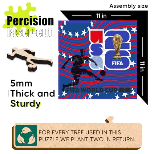 Image of FIFA USA Poster Wooden Puzzle for Adult, 200 Pieces Irregular Shape Puzzle, 5MM Thick, Creative Collectible Gift for Fans, Officially Licensed Product, 11 x 11