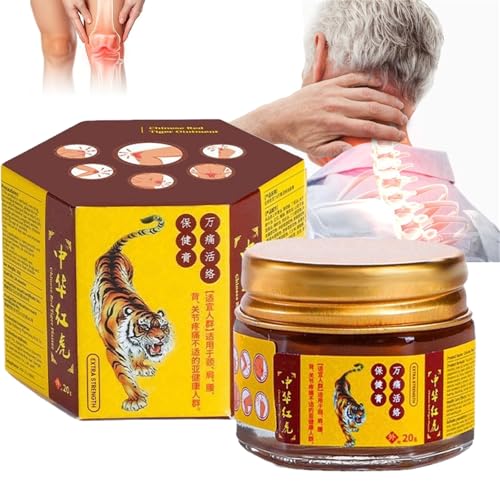 Pomada de Masaje de Tigre Rojo, Crema Herbal Tradicional para Masaje Corporal, Balsamo de Tigre Crema Calentador Muscular para brazos, cintura, pies, piernas y dolor muscular y articular (1 Pieza)