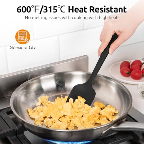 Image of U-Taste Silicone Cooking Spoons 600ºF Heat Resistant Spatula, 2Pcs, Black