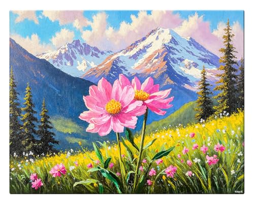Image of ArtX Canvas Mountain Painting Vastu, Mountain Landscape Painting, Multicolor, Floral, Nature, 58.0 X 45.0 cm, Set of 1