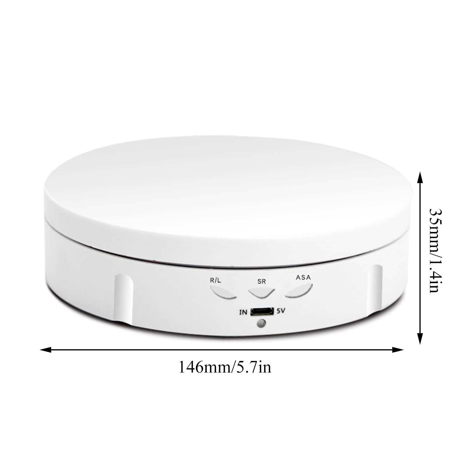 Plato giratorio eléctrico de 360 grados, 14 cm, plato giratorio eléctrico profesional para exhibición de productos, exhibición de joyas, fotografía, pastel de boda, hasta 100 kg, blanco/negro (blanco)