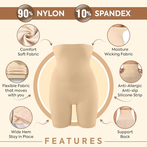 Image of SHAPEMOUR High Waist Shapewear for Women, Body Shaper Shorts with Silicone Grip, No Steel Bones Slimming Panties, Seamless Design Tummy Control Tucker