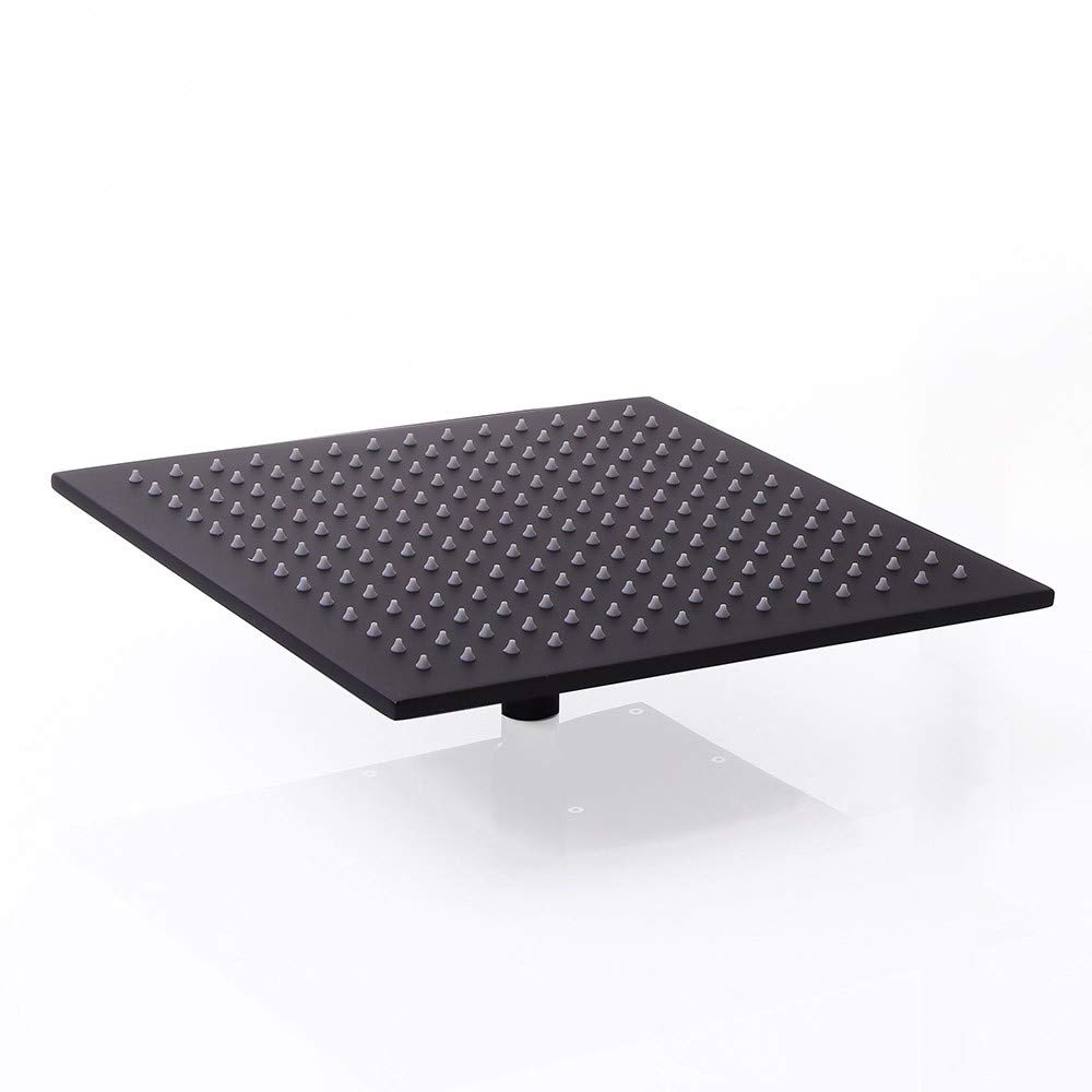 KunMai 8 Inches Matte Black Rain Shower Head,Solid Brass Bathroom Square Fixed Showerhead