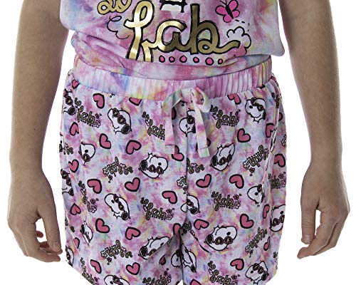 Intimo Peanuts Girls' Snoopy Pajamas So Fab Tie Dye Shirt And Shorts 2 Piece Pajama Set3