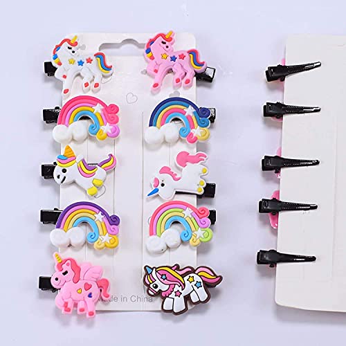 Green Heart Unicorn Hair Clips Rainbow Cute Hair Accessories Pins Barrettes Small Hair Clip For Girls Toddler Teens Baby Kids 20 Pcs, Rainbow Unicorn Cupcakes Ice Cream #TOP4