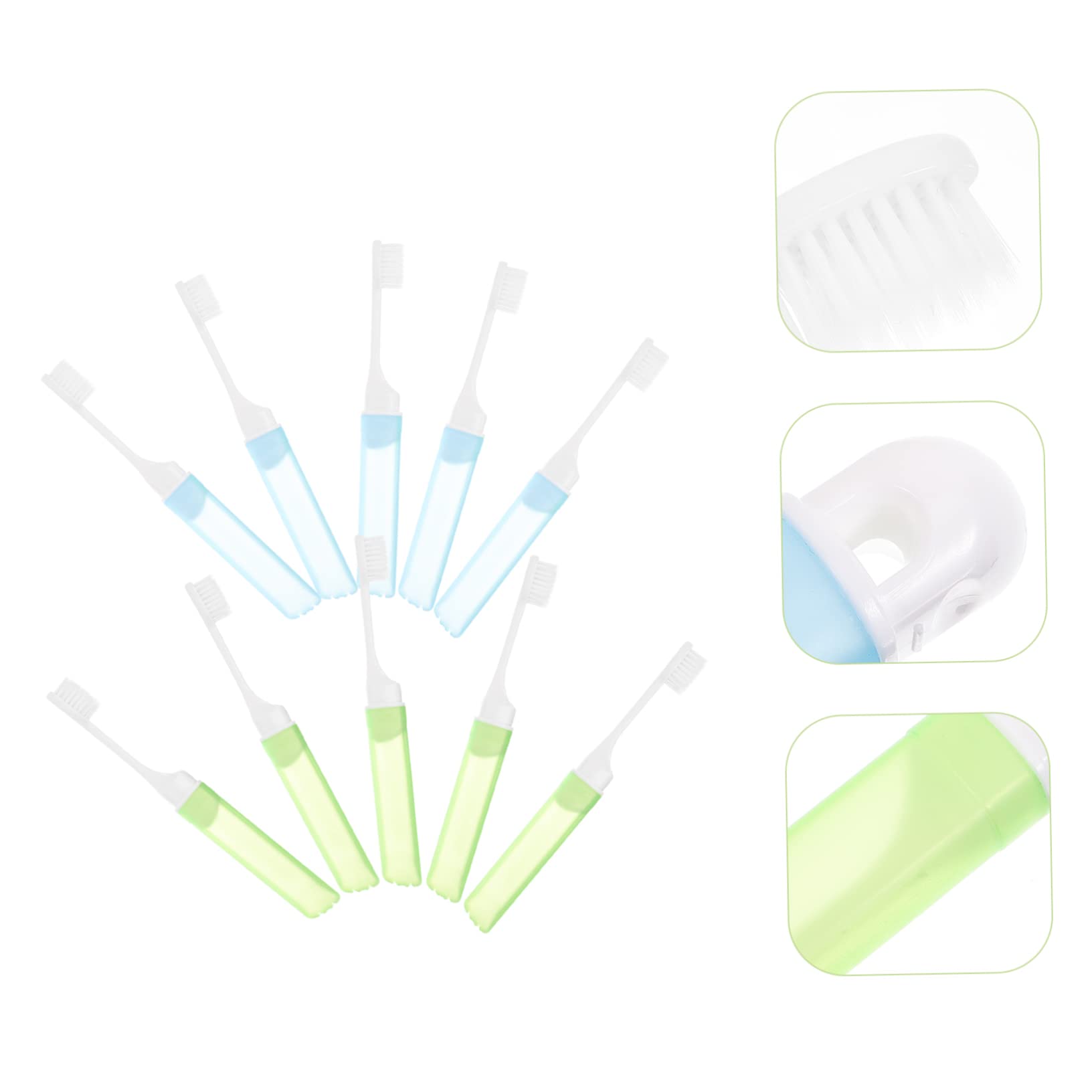 30piezas Cepillos De Dientes Plegables Cerdas y Camping Cepillos Portátiles Para Bucal Azules Verdes