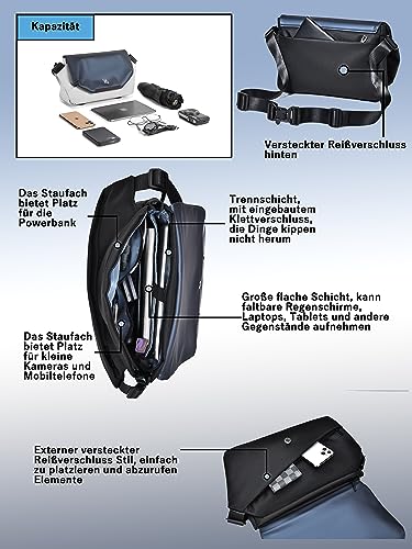 FSD. WG Satchel Messenger Bag for Men Canvas,Business Travel Bag Bookbag Shoulder Bag with Upgraded Feature3