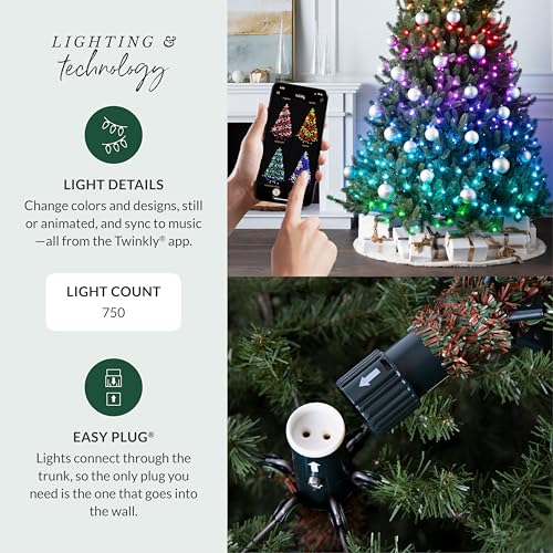 Image of Balsam Hill 9ft Pre-Lit Classic Blue Spruce - Artificial Christmas Tree with Twinkly Lights, Easy Plug Technology, Premium Stand for Indoor Holiday Decorating