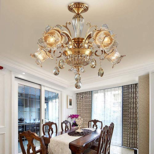 Lustre villa en cristal et cuivre de 56x70cm pour magnifier les hauts plafonds vides