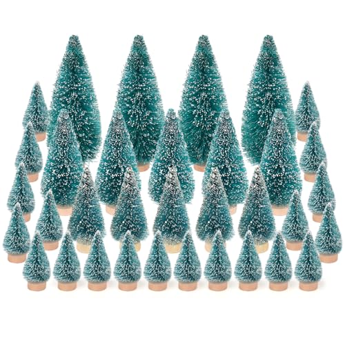 Aeelike 34 Stück Künstlicher Weihnachtsbaum Mini, 12,5cm / 8,5cm /...