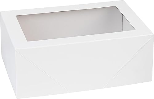 Hammont Cajas rectangulares prémium para panadería (paquete de 8)  Cajas blancas de 7.5 x 5 x 3 pulgadas con ventana transparente  Cajas de regalo