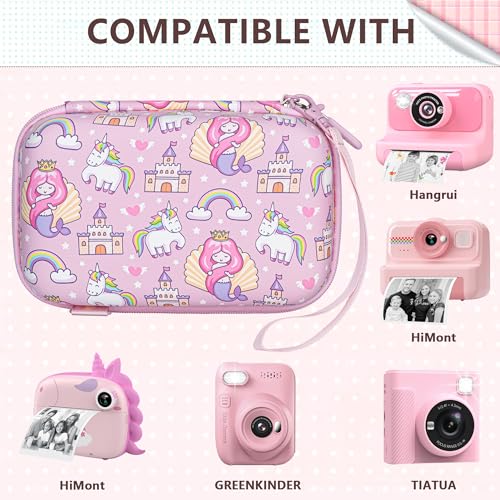 Leayjeen Étui Appareil Photo Instantané Compatible avec ASTGMI/HiMont/TIATUA, avec Bandoulière et Dragonne(Étui Uniquement) Licorne Rose – vue 6