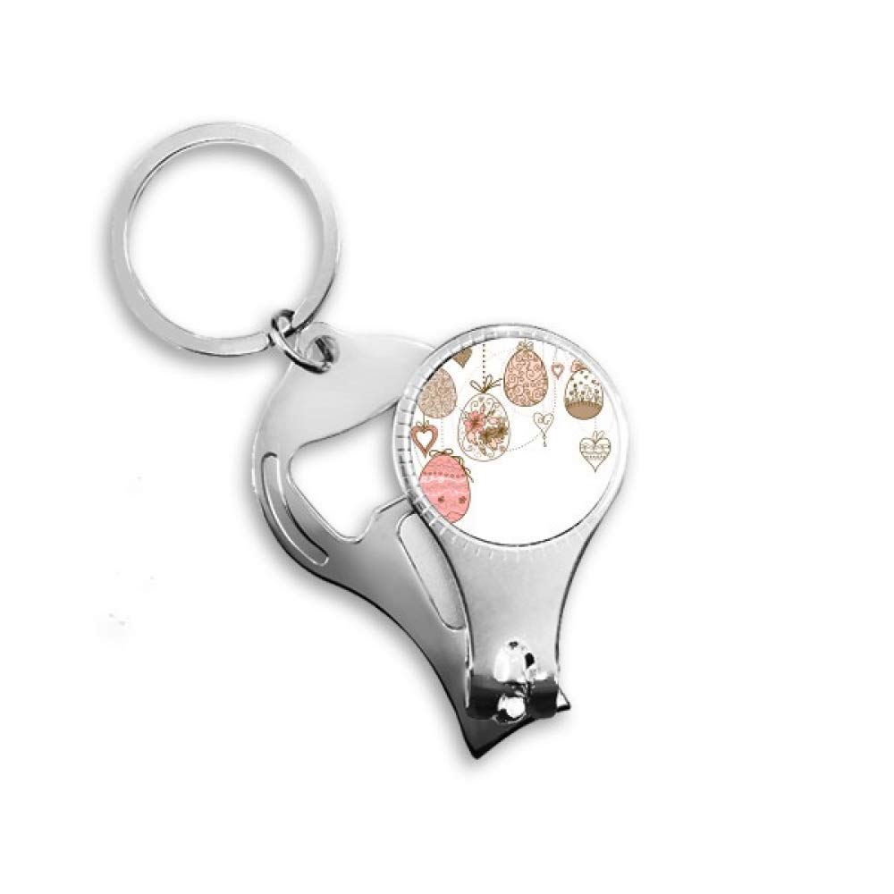 Easter Religion Cute Pink Hanging Colored Egg Nail Nipper Ring Key Chain Bottle Opener Clipper