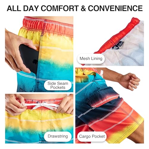 Image of Kanu Surf Men's Big Viper Extended Size Stripe Swim Trunk