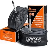 YunSCM 2本,700 28c チューブ 肉厚,ロードバイク チューブ 700c 25c/28c/30c/32c,仏式ロングバルブ60mm,高リムの最良選択,適用 700x25c 28c 30c 32c ロードバイク