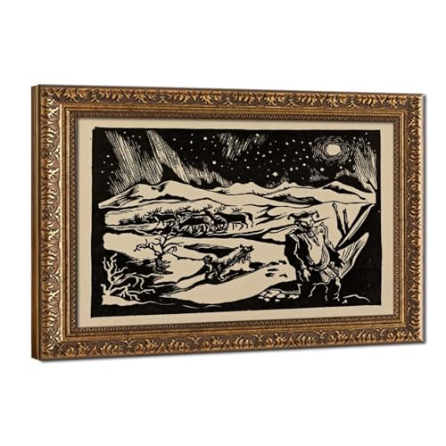Tableau de John Andreas Savio avec cadre à suspendre, impression sur toile haut de gamme de 40cm