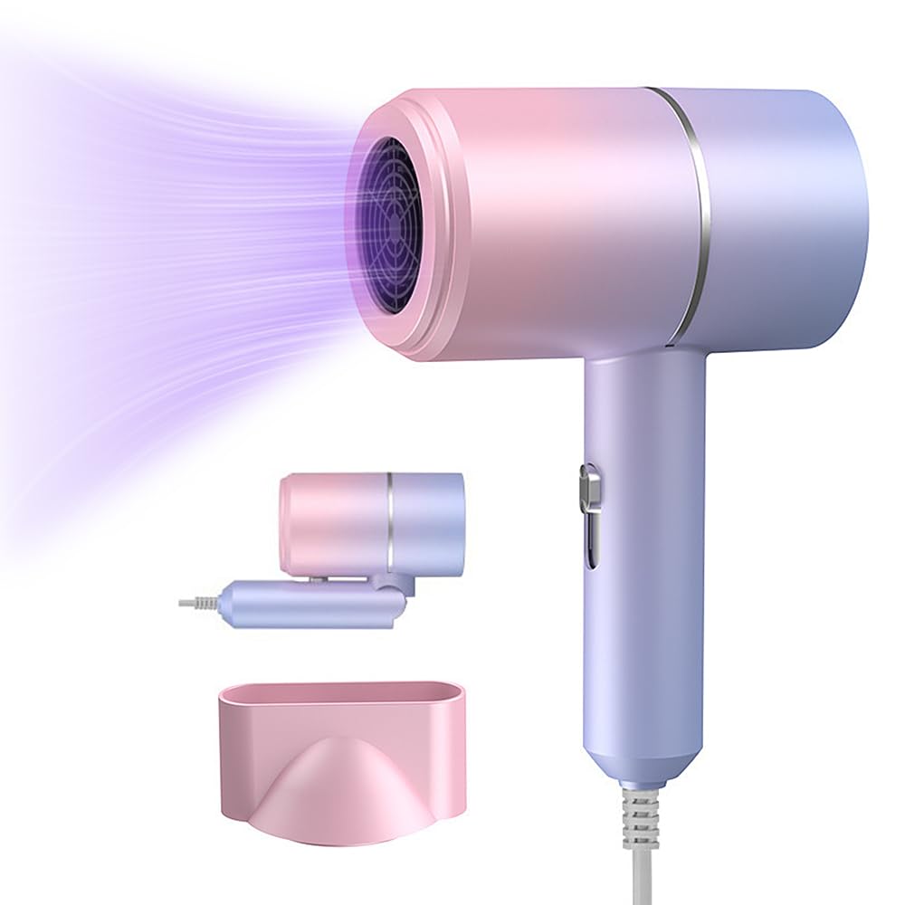 Foldable Travel Professional Hair Dryer - Small, Powerful with Hot & Cold Button, Fast Drying Ionic for Women, Men, Salon, Home, Travel