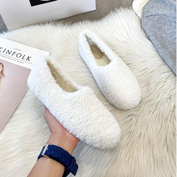 Women's Comfy Loafer Slippers for Women Indoor and OutdoorWomen’s Soft Curly Full Slippers Closed Toe Slides Fluffy3