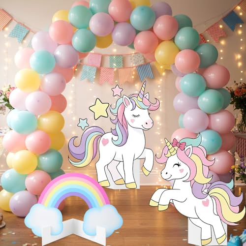 Image of 3 Pcs Unicorn Stand Party Decorations Set with Sturdy Bases Big Yard Sign for Themed Party Baby Shower, Photo Booth Props Indoor Outdoor