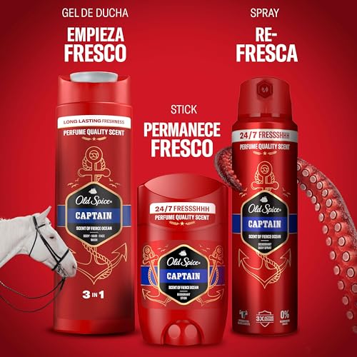Miniatura 4 de Old Spice Captain Gel de Ducha y Champú 3en1 para Hombre, 2x1L.