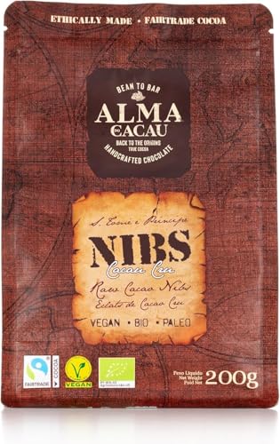 Éclats de Cacao Cru 200g – 100% Fèves de Cacao Pures – Sans Sucre, Naturels, Véganes et Sans Gluten – Idéals pour la Pâtisserie, les Smoothies et en...