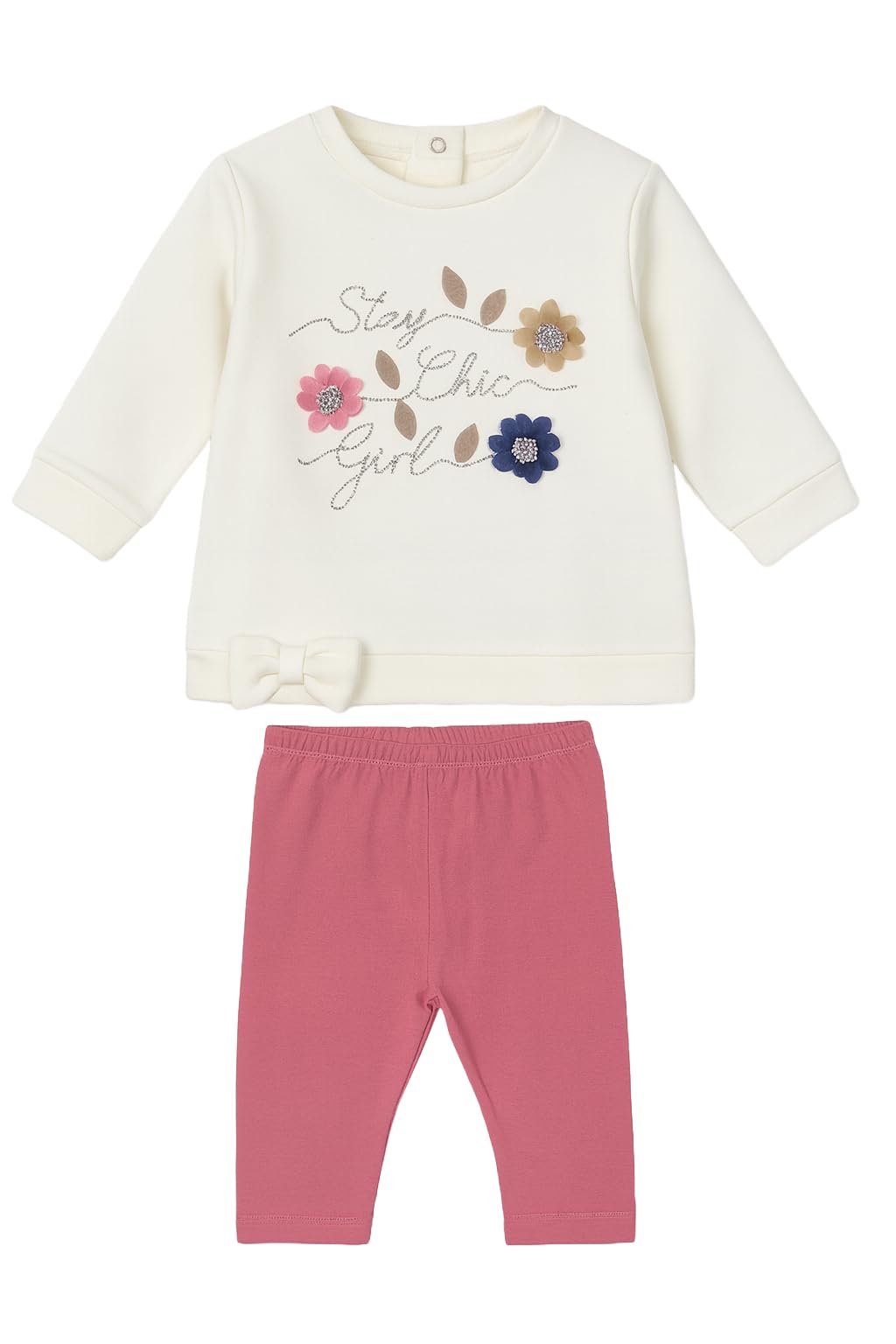 Generico Mayoral Completo Neonato Bimba 6-24 Mesi – Set Maglietta a Manica Lunga con Applicazioni 3D e Leggings – Abbigliamento Invernale Autunno Inverno