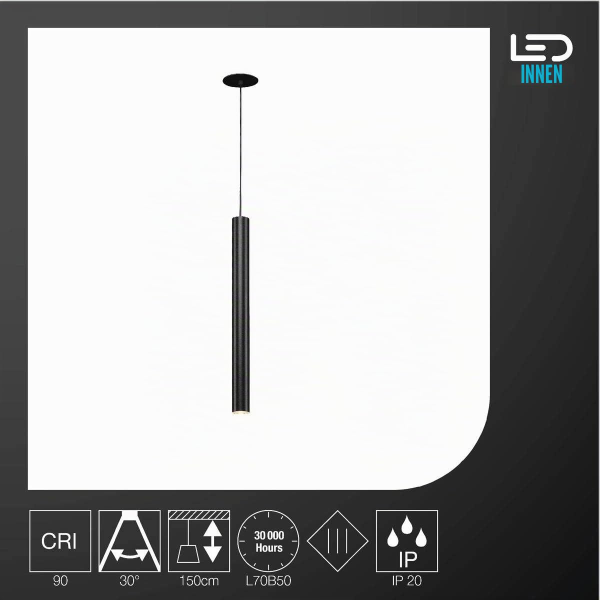 SLV Pendelleuchte HELIA 40 / Wohnzimmer-Lampe, Innen-Beleuchtung, Hänge-Leuchte Esszimmer, LED, Decken-Leuchte / IP20 3000K 9W 700lm schwarz 30Grad