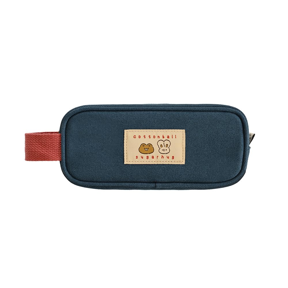Monolike Unmatched Friends Butter Pencil Case, Navy - Structured Square Desk Organizer, Large Capacity Aesthetic Stationery Pouch &amp; Makeup Brush Bag