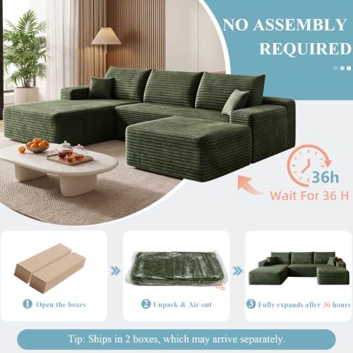 Image of Boneless Cloud Sectional Couch Modular Sofa with Ottoman for Living Room