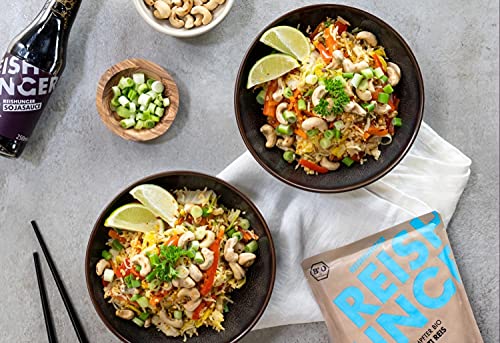 REISHUNGER BIO Mikrowellen Reis Basmati (6 x 250g) - Auch in 12 x 250g verfügbar - Express Reis fertig in 2 Minuten - Vegan, Glutenfrei & 100% Sortenrein